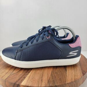 Skechers Womens Size 8.5 Navy Blue Pink Leather Synth Golf Shoes 14882